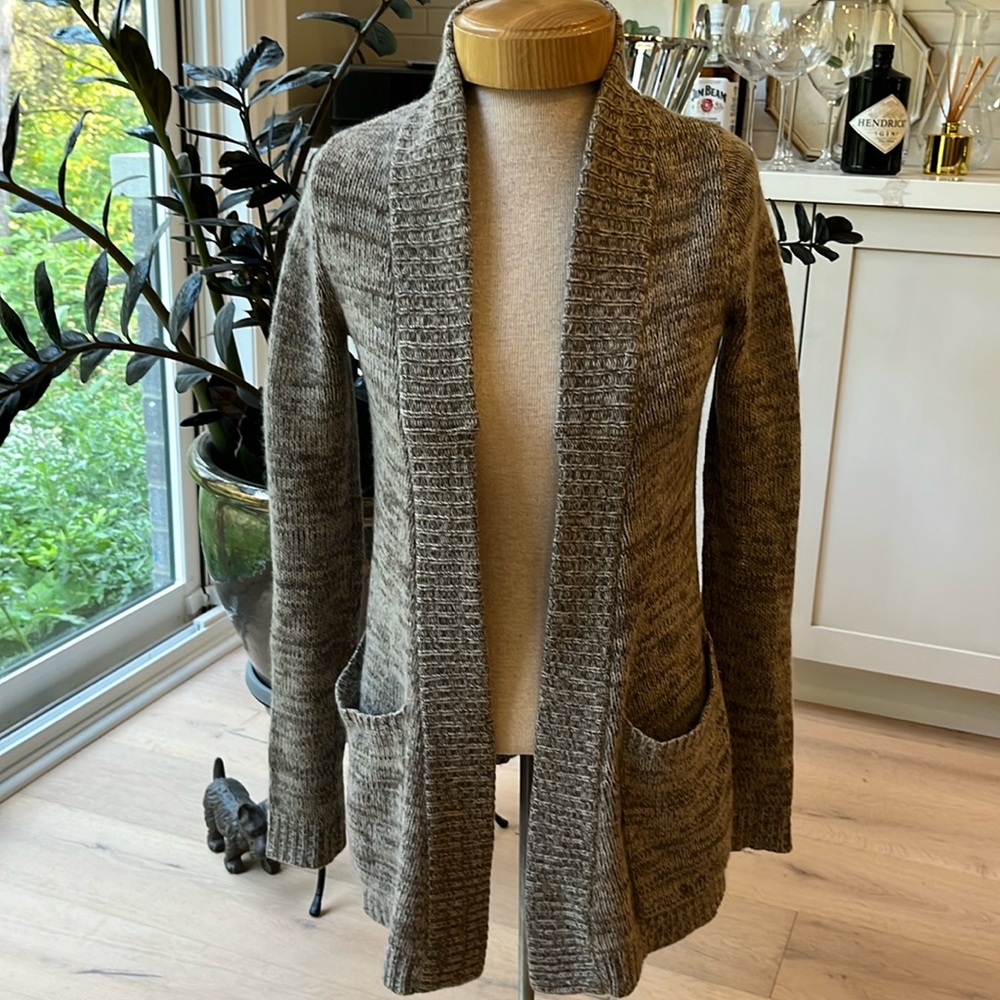 VGUC Line the Label long 100% cashmere open front brown long sleeve cardigan